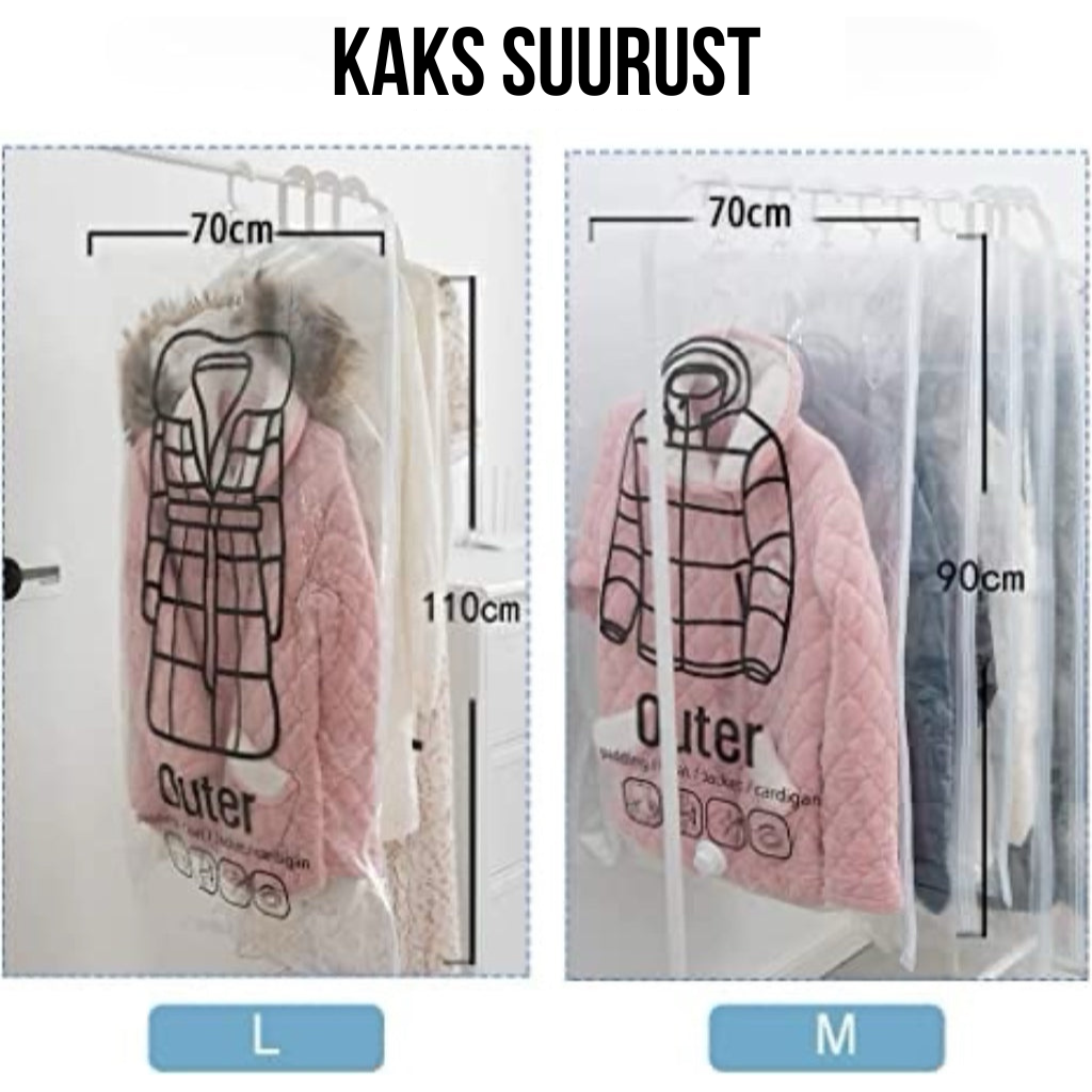 Rippuvad vaakumkotid riiete säilitamiseks