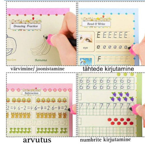 "Magic Practice Books" korduvkasutatav harjutuskomplekt lastele (vanuses 3+)