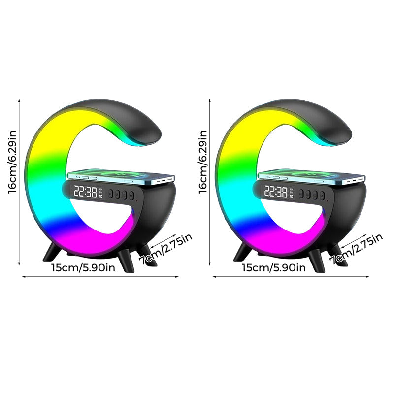 G-tähega juhtmevaba laadimis äratuskell ja laudlamp