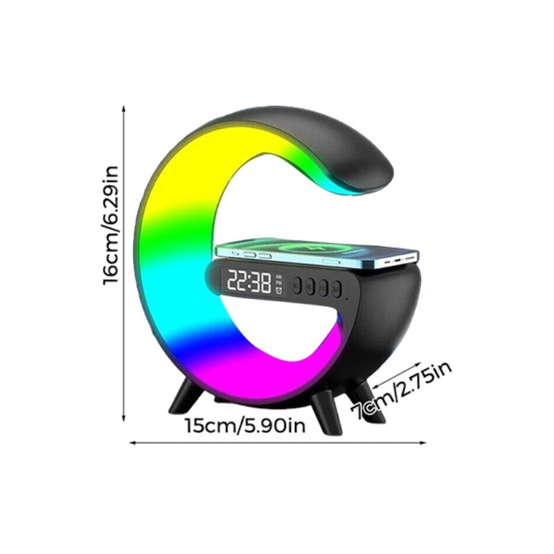 G-tähega juhtmevaba laadimis äratuskell ja laudlamp