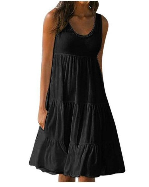 Ühevärviline varrukateta midi rannakleit koos paneelidega