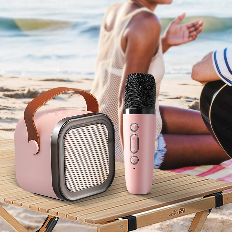 Mini karaoke seade juhtmevabade mikrofonidega