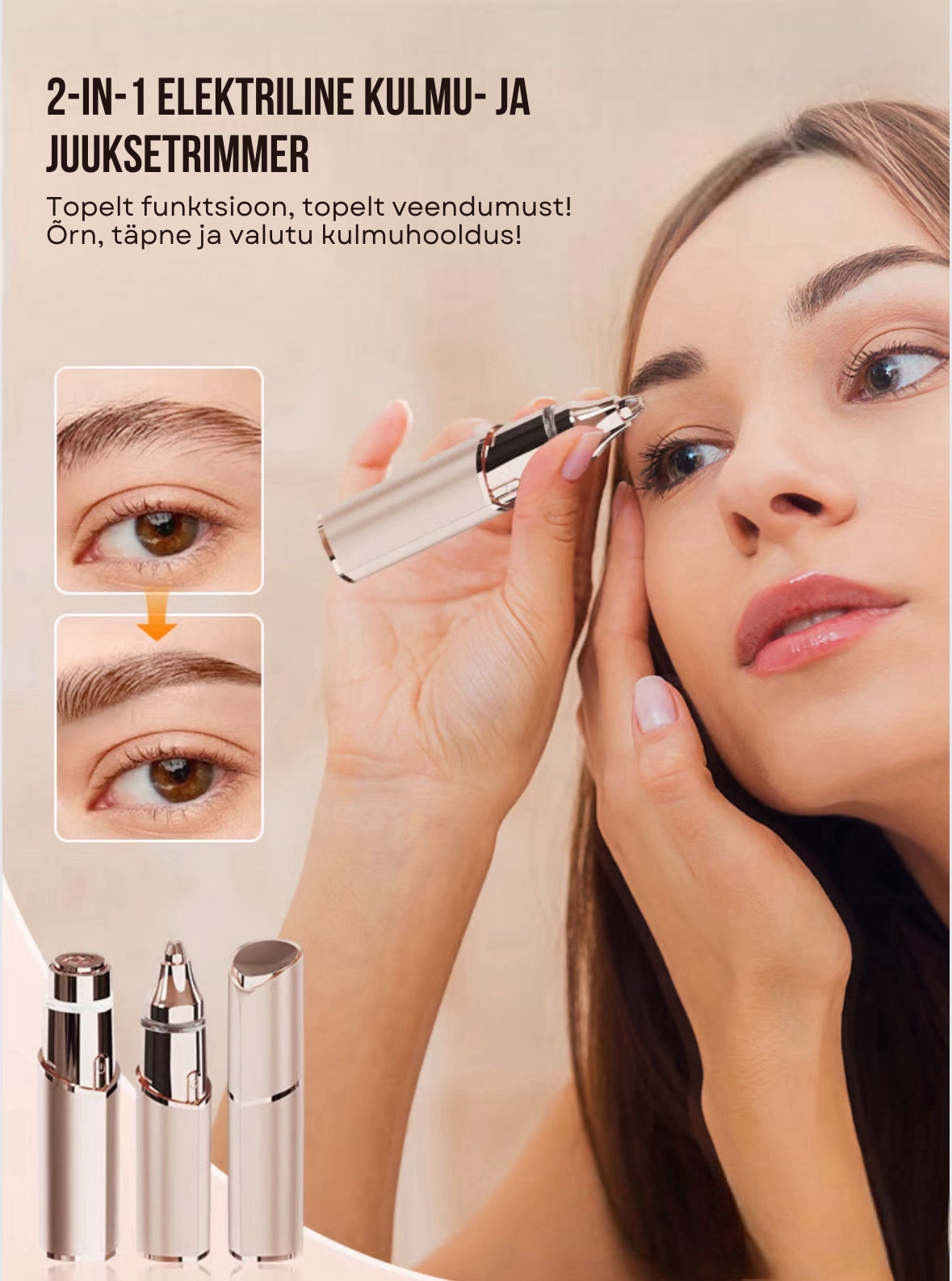 2-ühes elektriline kulmu- ja karvade eemaldamise seade