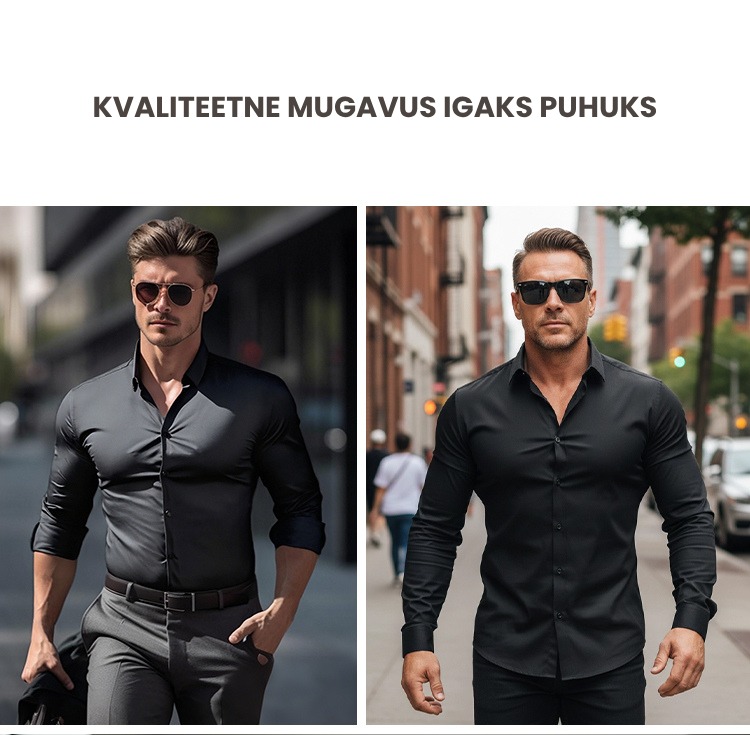 Meeste pikad varrukad, krae ja nööbid, ühet värvi