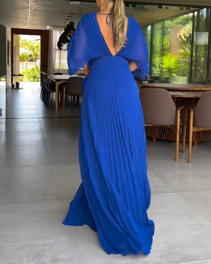 💃 Ühevärvilised kleidid poolikute varrukatega ja V-kaelusega