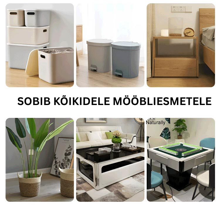 360° pöörlevad kolmekordsed mööblirattad