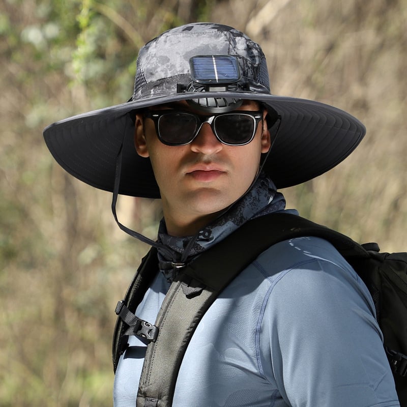 Laia äärega päikeseventilaator väljas kalapüügimüts - päikese- ja USB-laadimine 🔥🔥