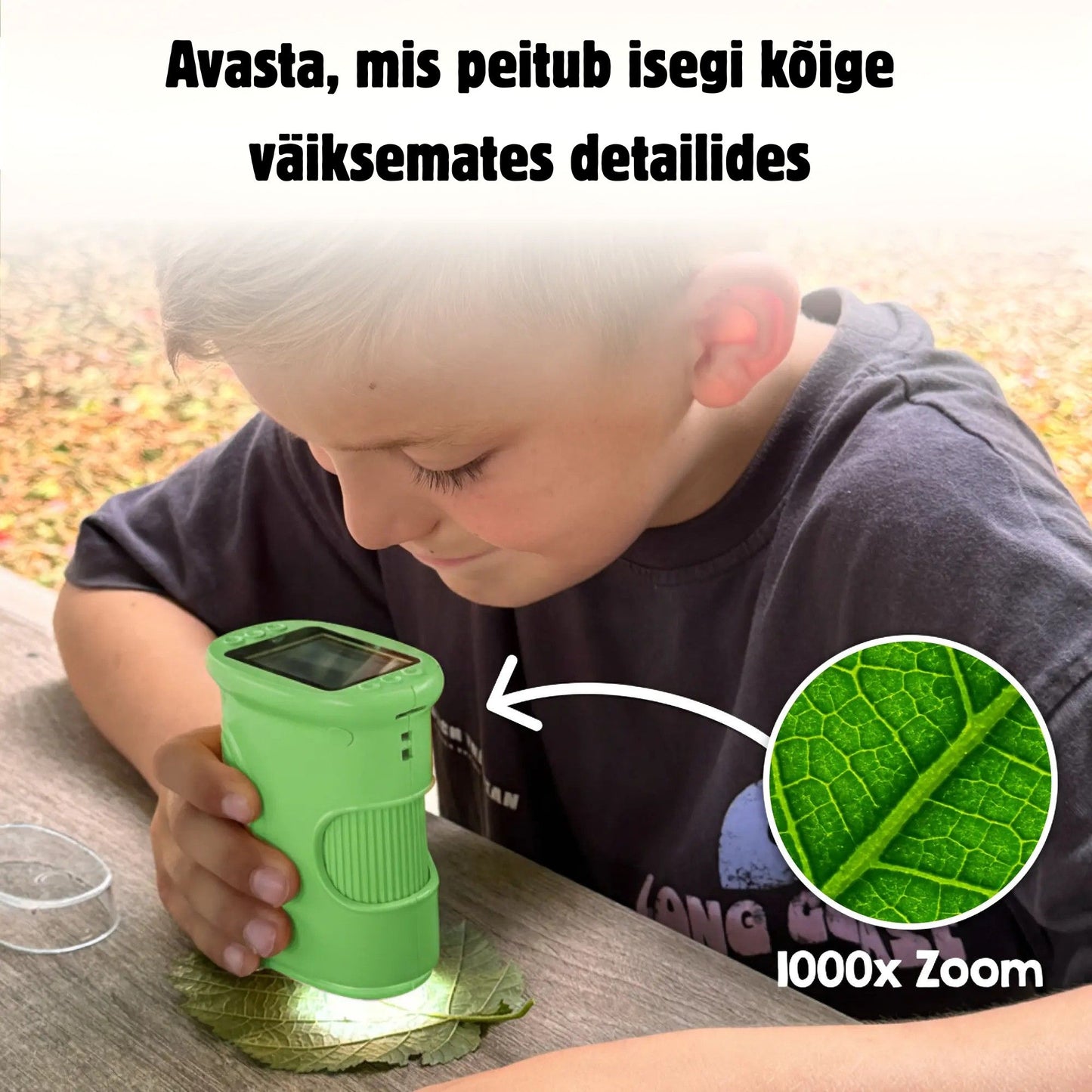 Tark seiklusmikroskoop ekraaniga lastele