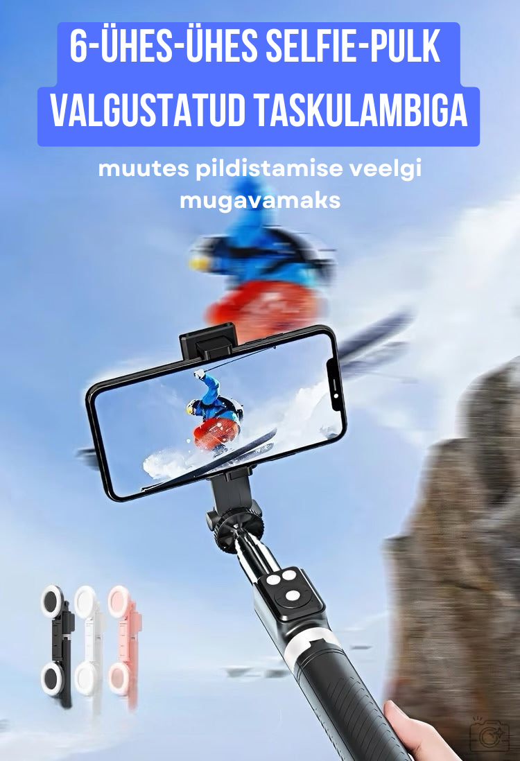 6-ühes isiklik selfie-pulk koos statiiviga
