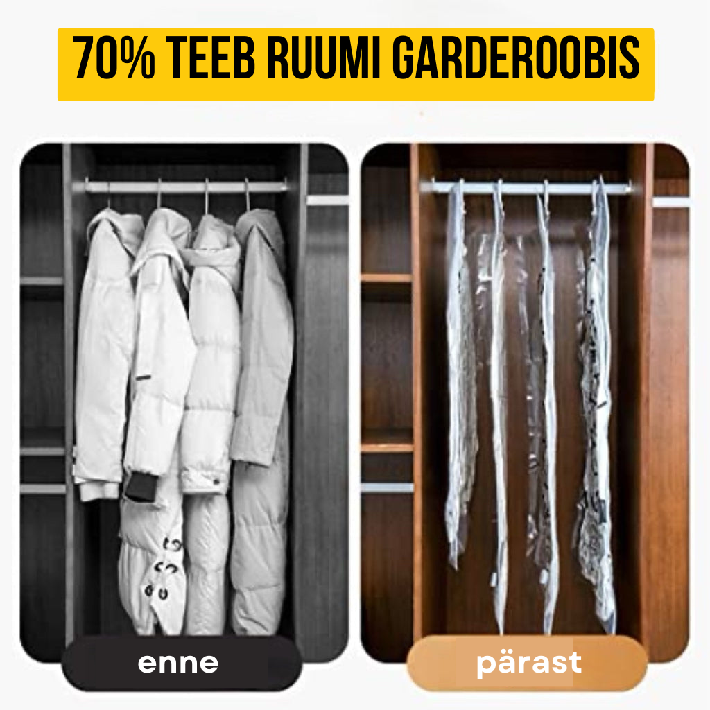 Rippuvad vaakumkotid riiete säilitamiseks