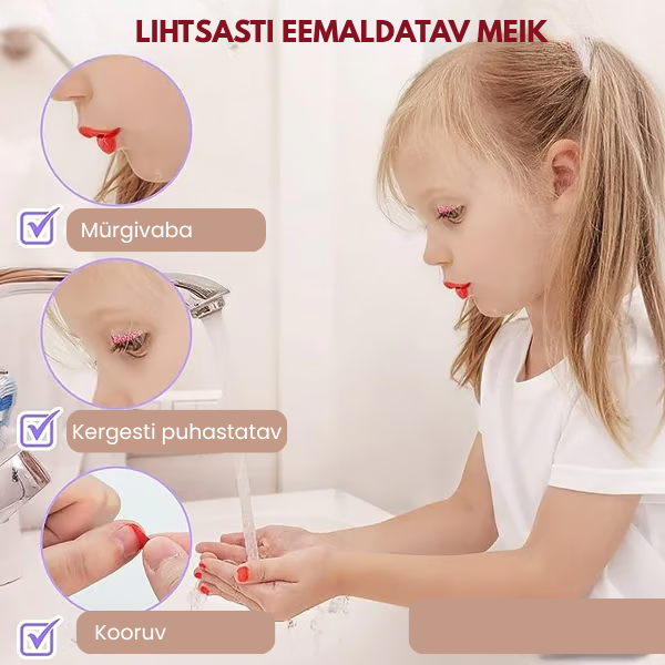 🌸 Laste pestav meigikomplekt – ohutu ja loominguline mäng