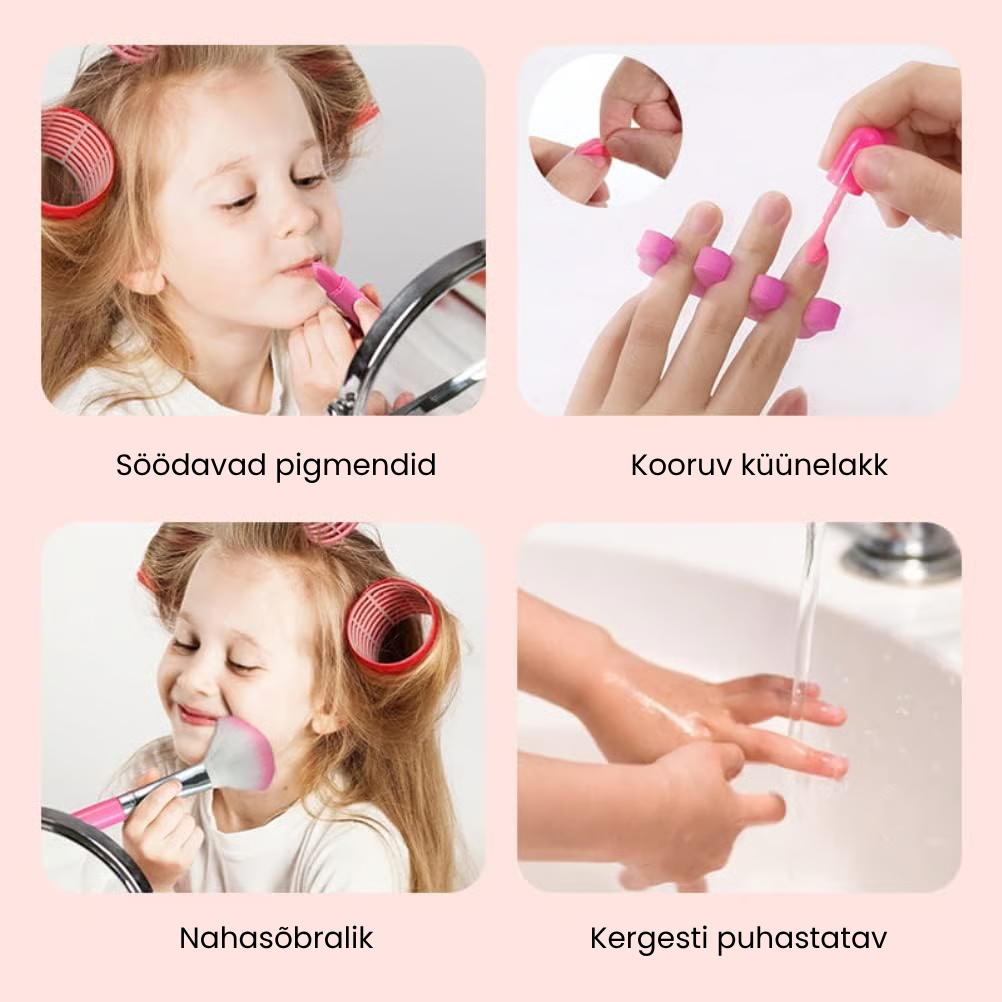 🌸 Laste pestav meigikomplekt – ohutu ja loominguline mäng