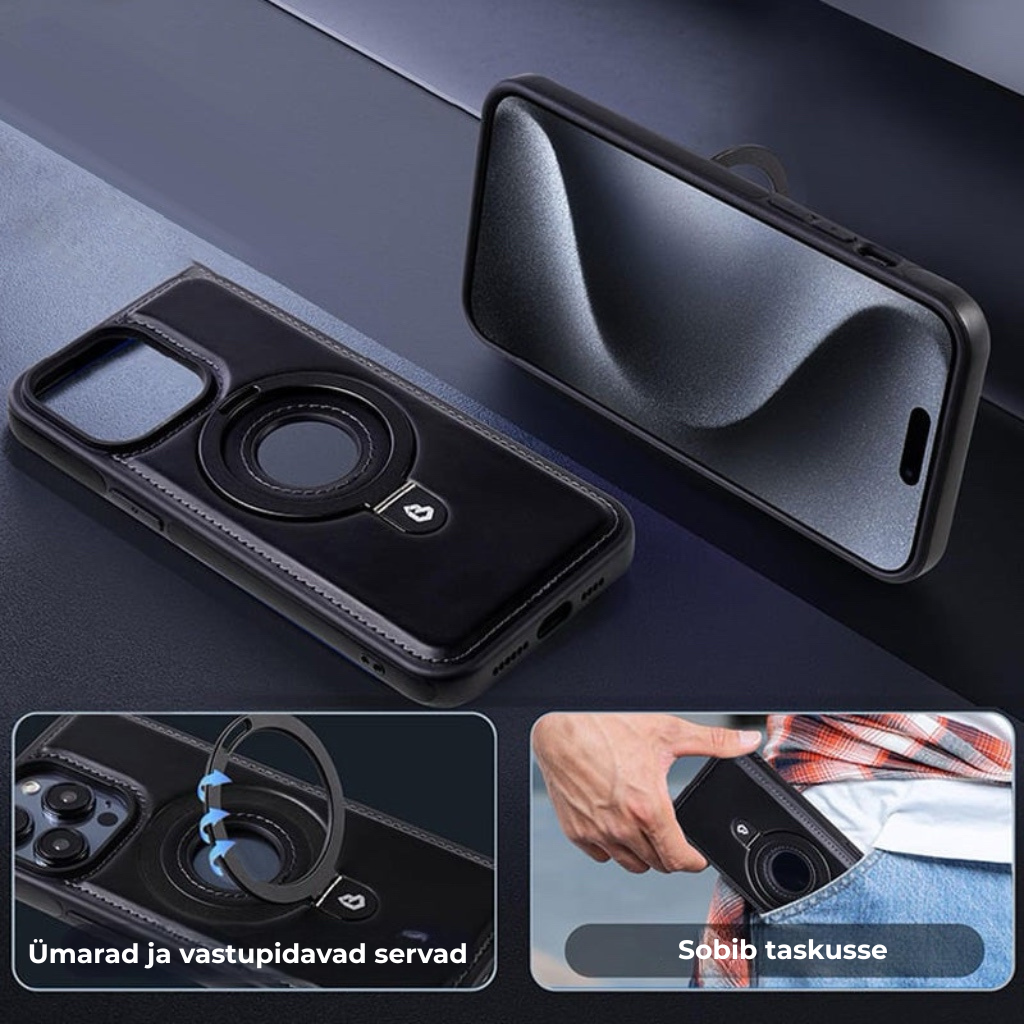 ✨✨✨Luksuslik „iPhone’i“ ümbris nähtamatu kunstnahast tugijalaga