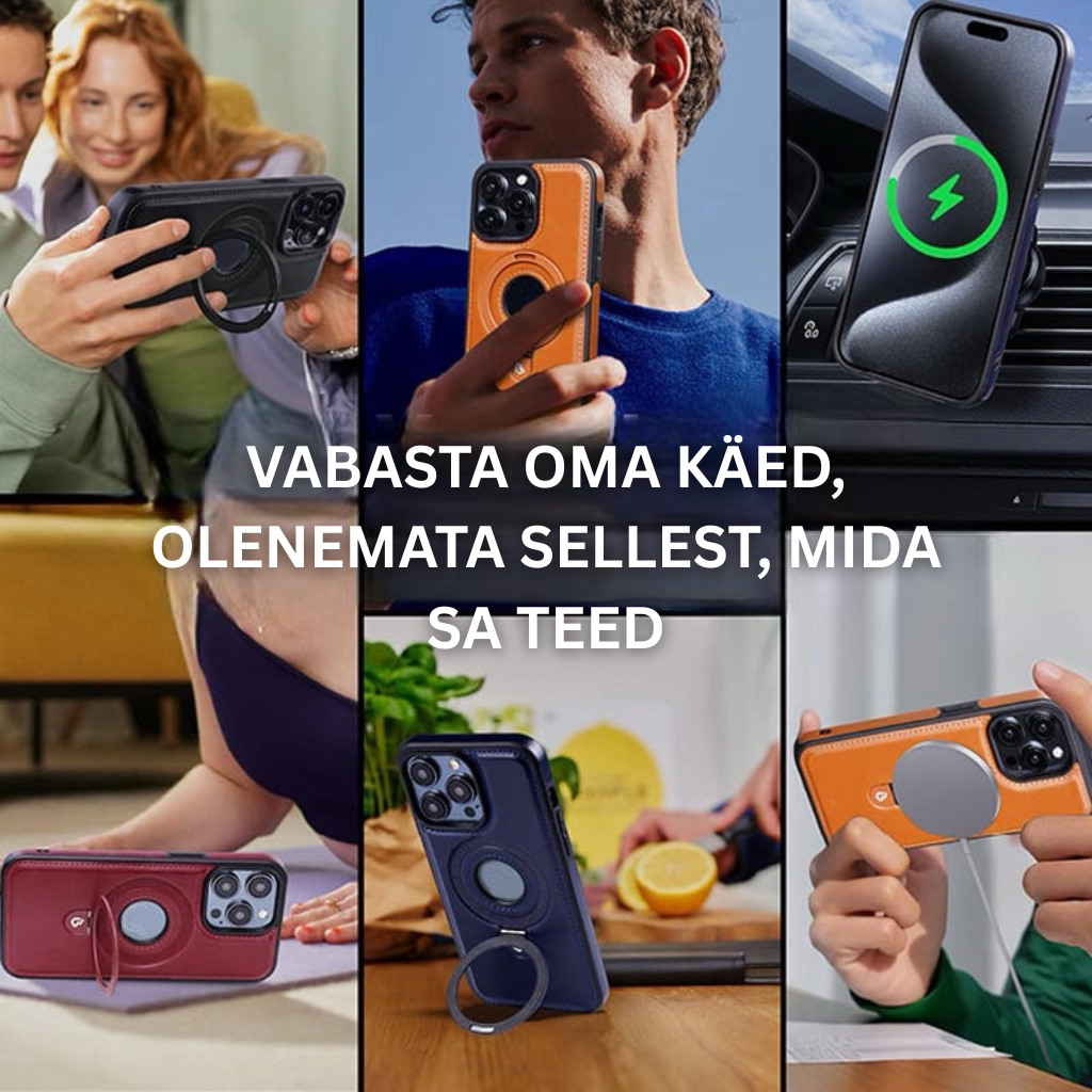 ✨✨✨Luksuslik „iPhone’i“ ümbris nähtamatu kunstnahast tugijalaga