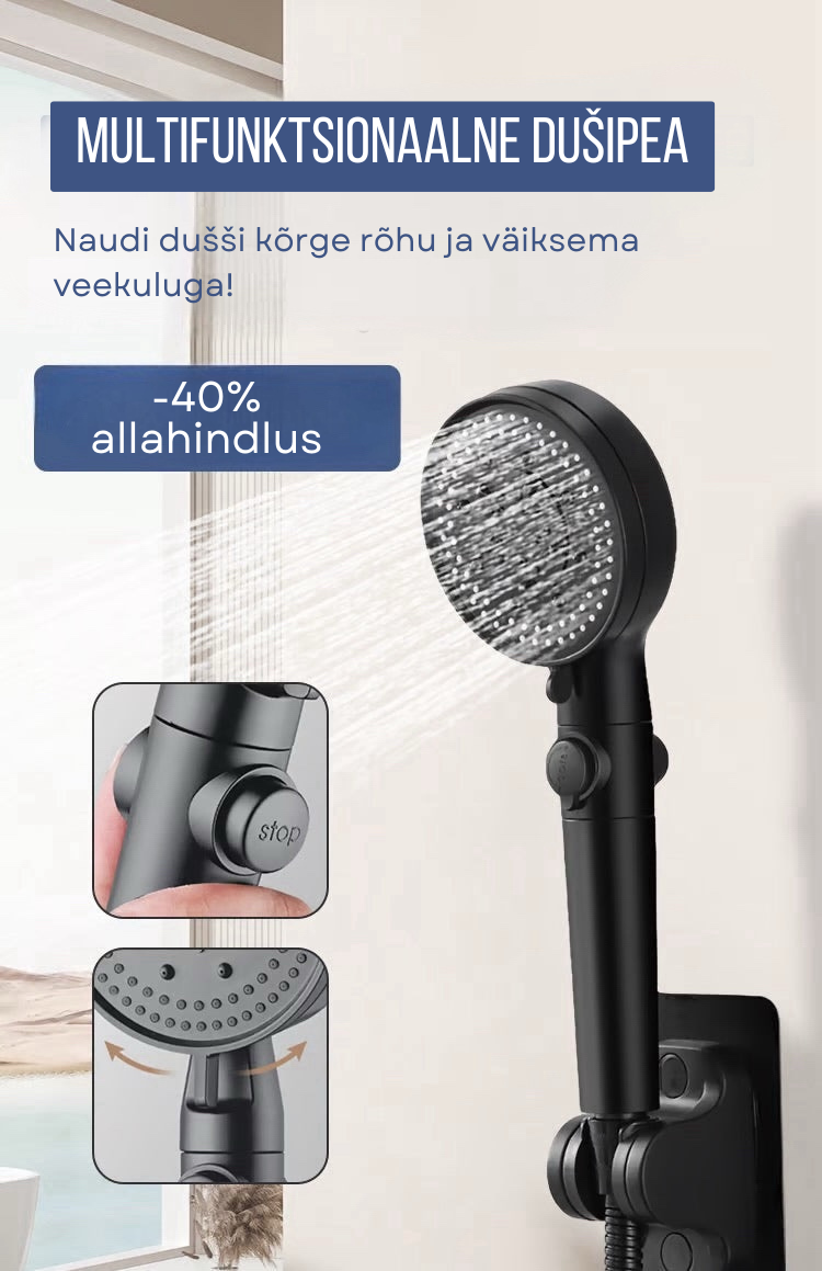 Võimsa veevoolu dušiotsik