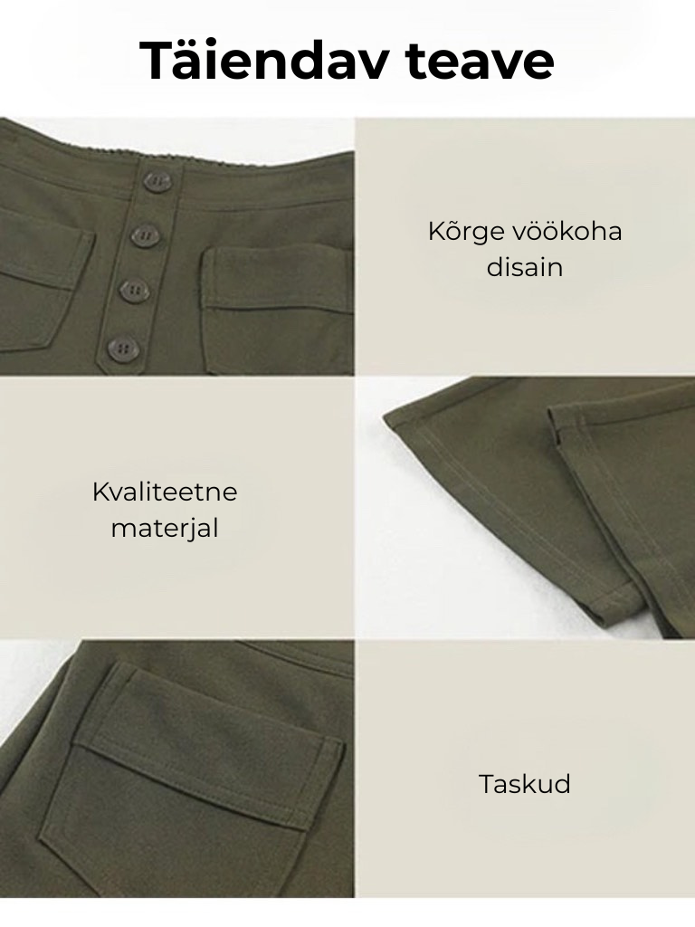 Üksvärvilised vabaaja sirged püksid kõrge vöökohaga