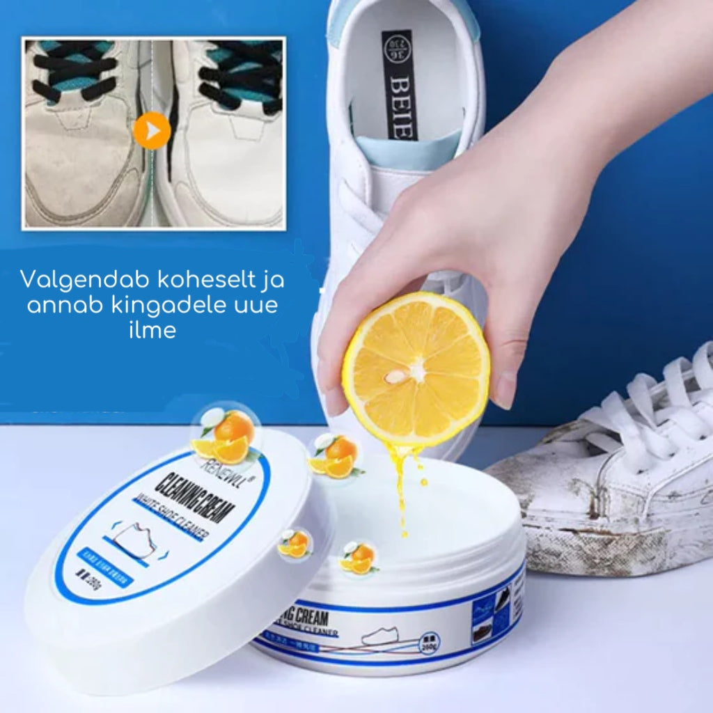 Valgete jalatsite valgenduskreem