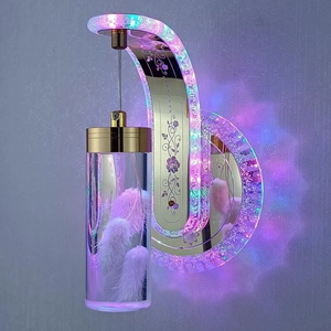 Uus LED seinavalgusti ehtsate lillede ja kristalliga