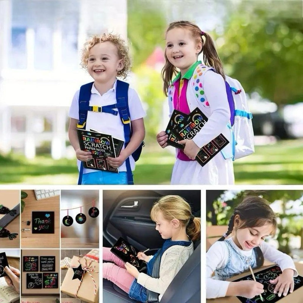 Vikerkaare kraapimisvihik puupulgaga