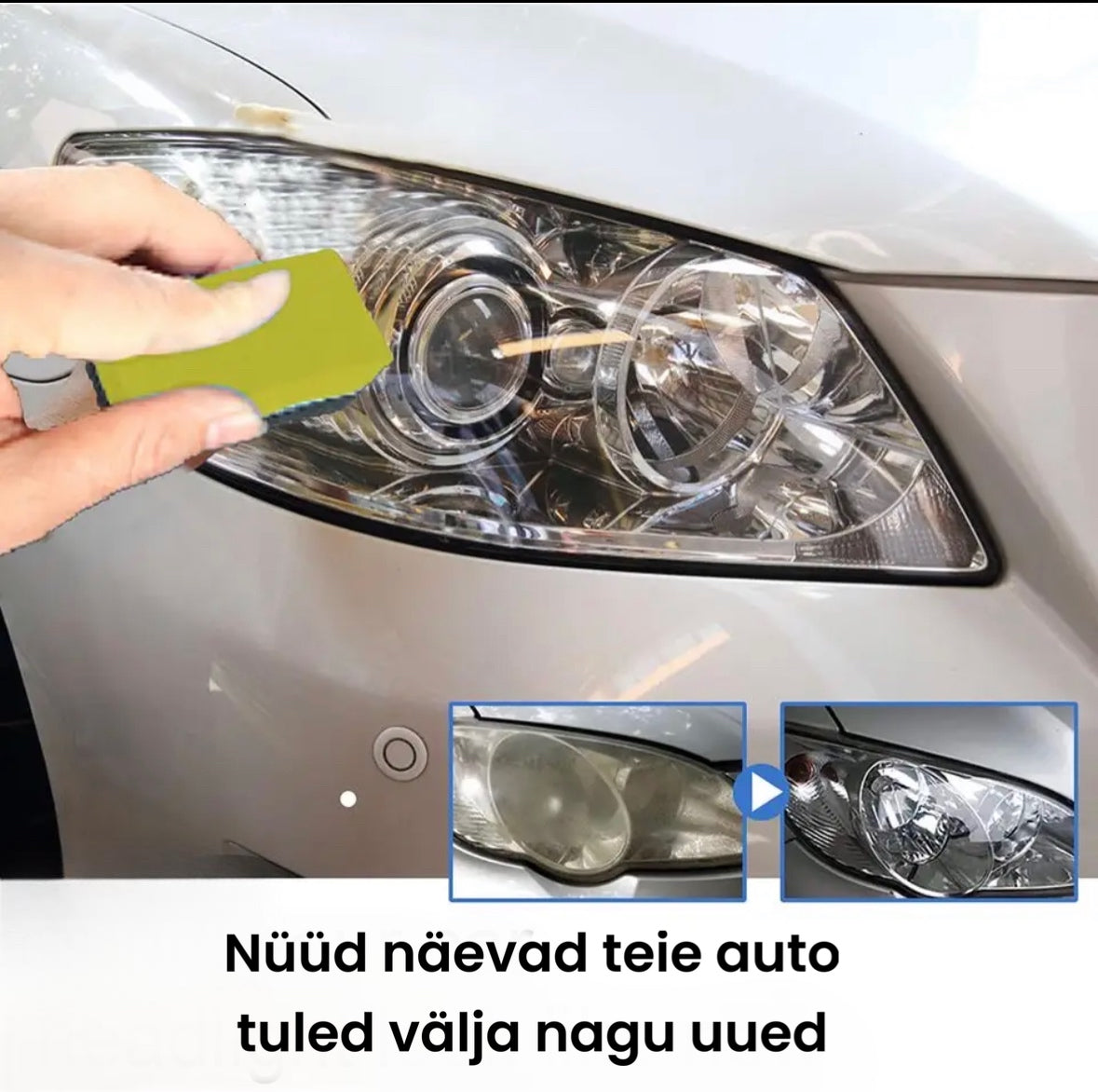 Võimas esitulede puhastusvahend