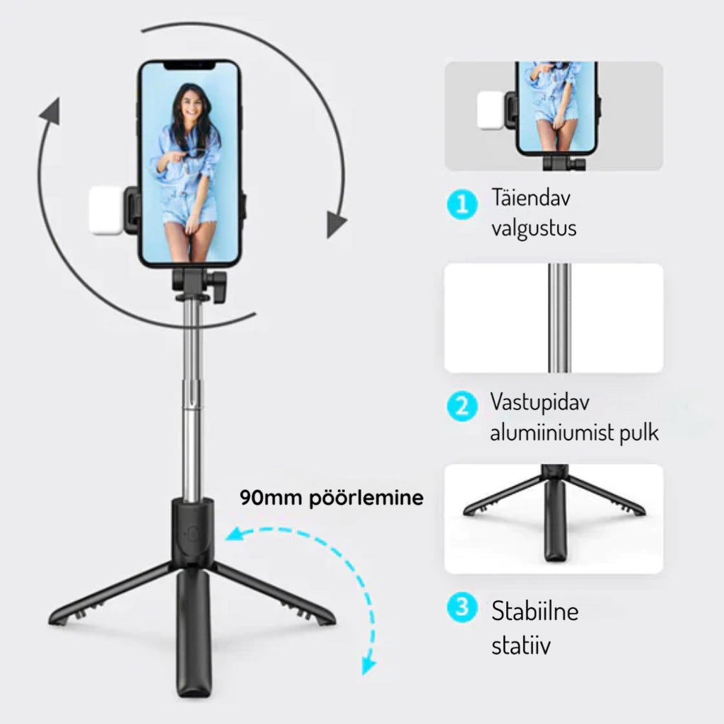 "6 ühes" juhtmevaba Bluetooth selfie-pulk fotode tegemiseks