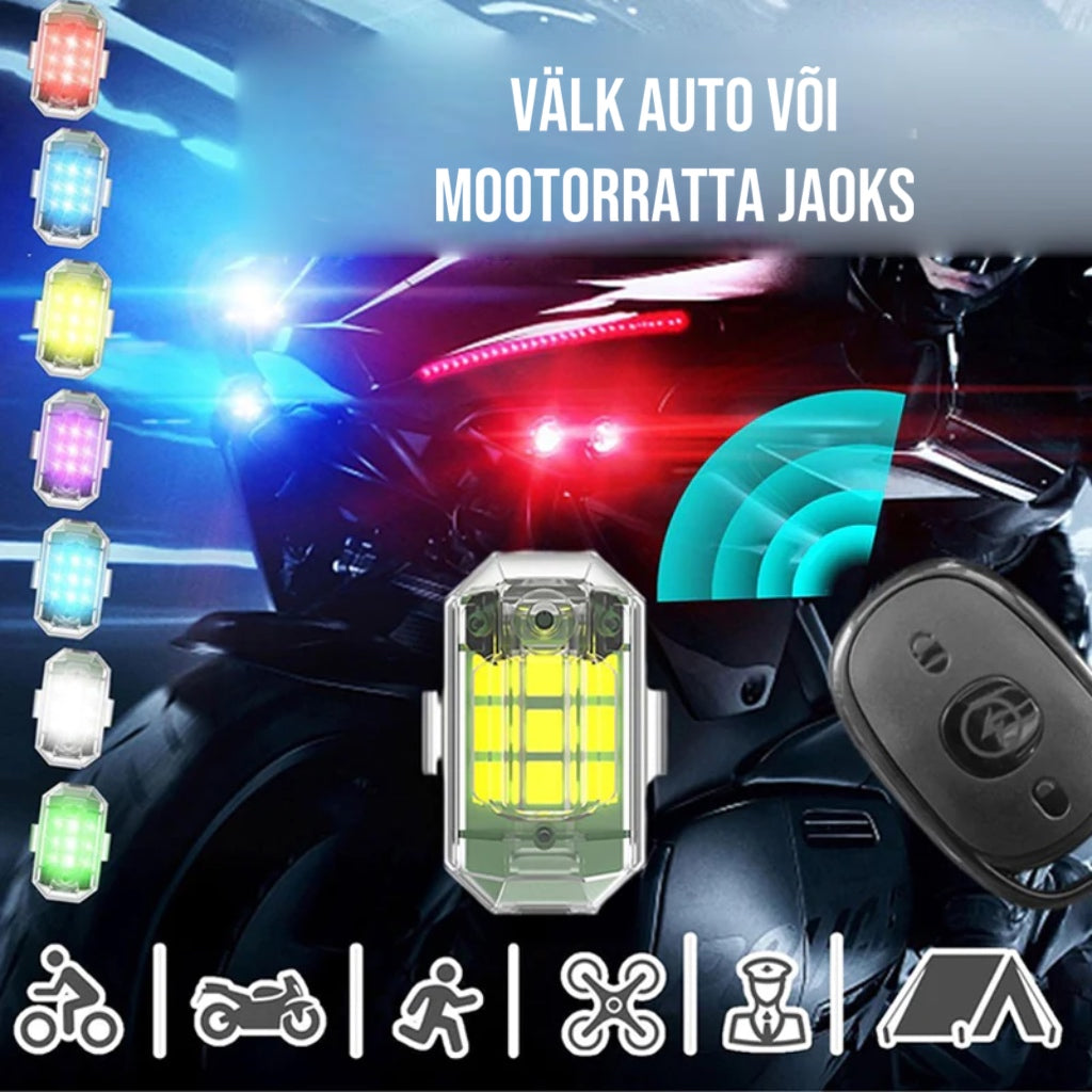 7-värviline traadita LED tagatuli mootorratastele ja autodele