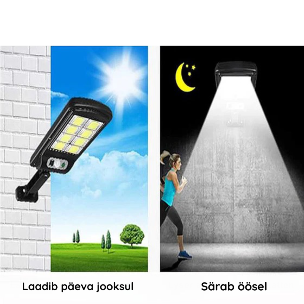 Päikeseenergial töötav LED valgusti liikumisanduriga