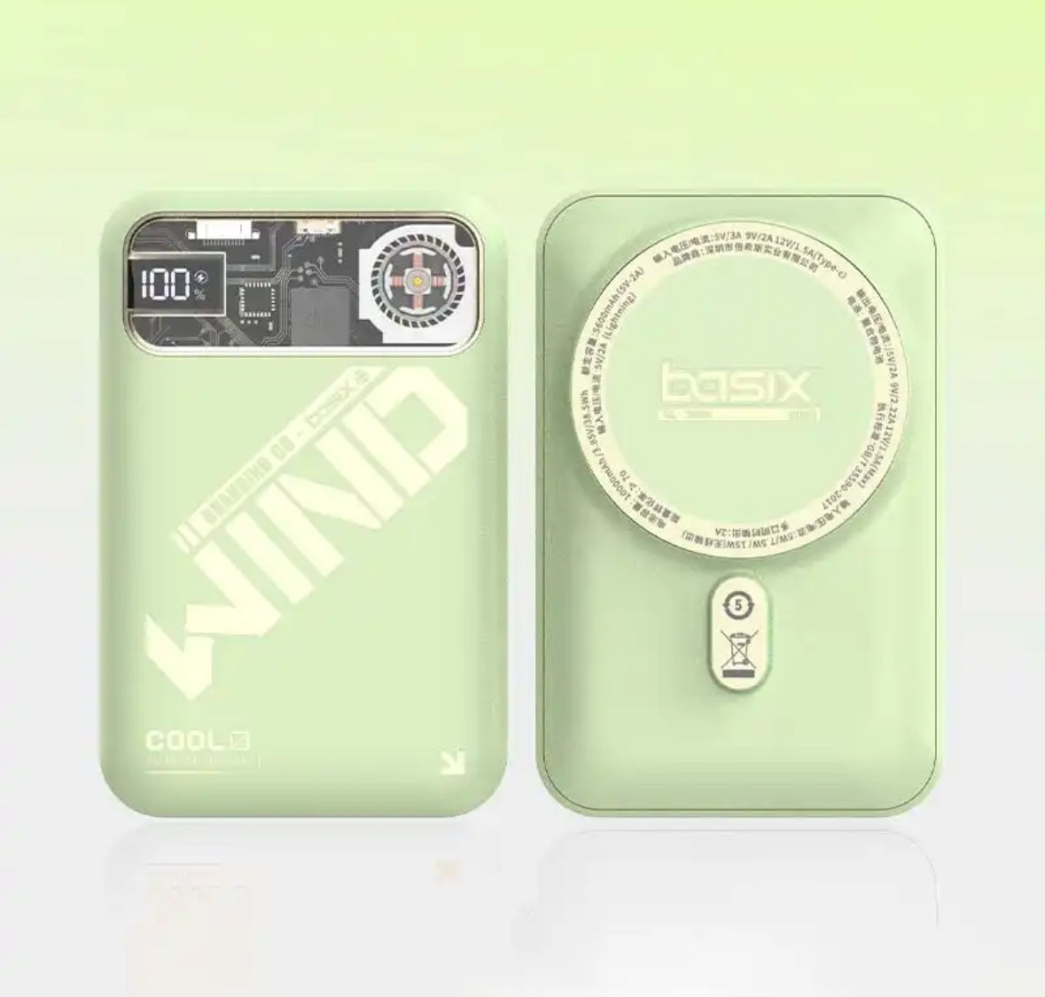 PD20W 10000mAh kaasaskantav 15W traadita magnetiline energiapank aktiivse jahutusega ja LED-ekraaniga