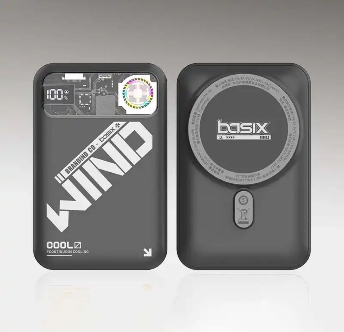 PD20W 10000mAh kaasaskantav 15W traadita magnetiline energiapank aktiivse jahutusega ja LED-ekraaniga