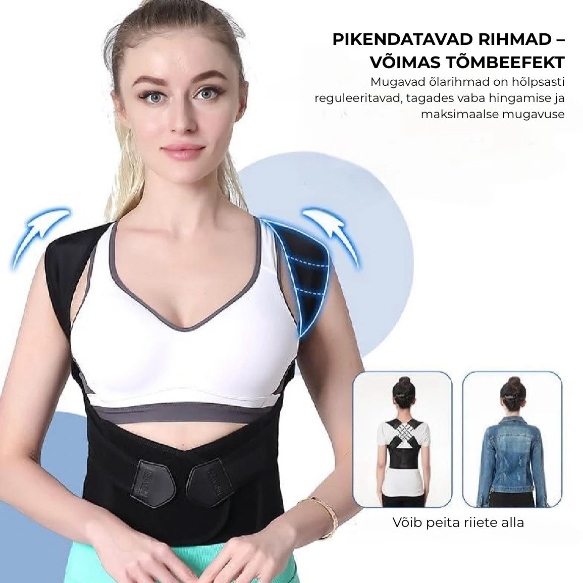 Reguleeritav ergonoomiline rühi parandaja – toetus kogu päevaks