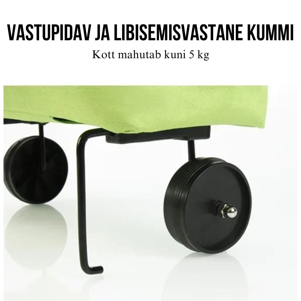 2 ühes keskkonnasõbralik kokkupandav ostukott - libisemisvastaste ratastega