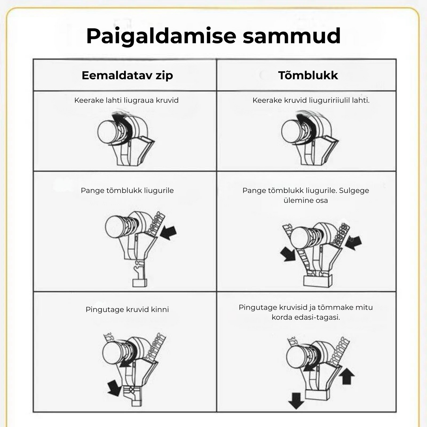 Kvaliteetsed rõivad tõmblukud (6 tk)