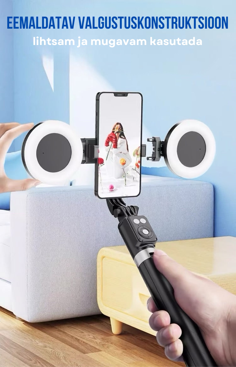 6-ühes isiklik selfie-pulk koos statiiviga