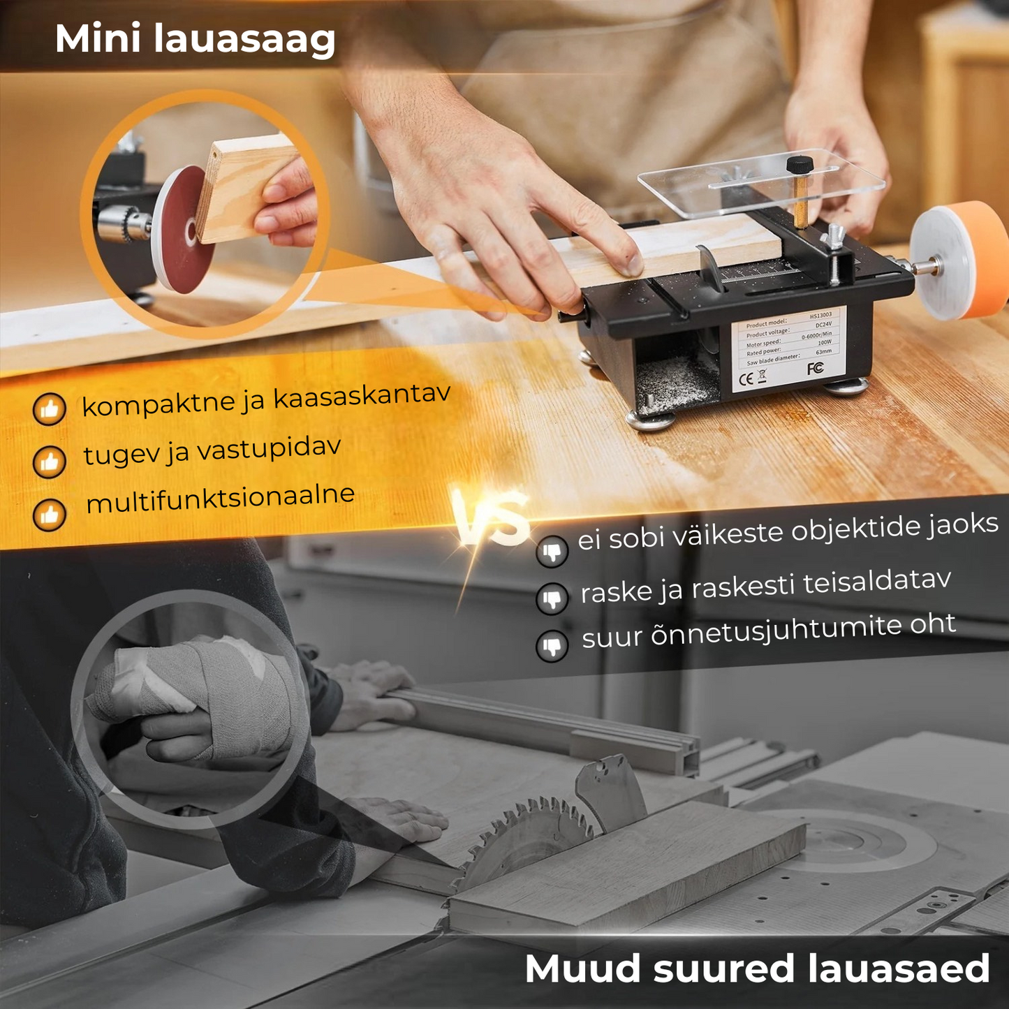 Mini multifunktsionaalne lauasaag