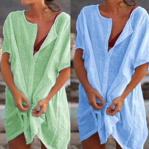 Naiste puuvillane ja lahtine särk ühevärvilisest linasest materjalist