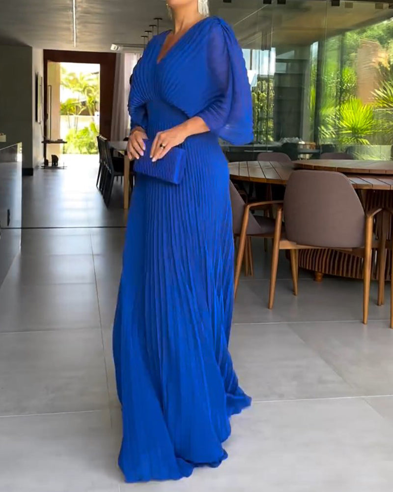 💃 Ühevärvilised kleidid poolikute varrukatega ja V-kaelusega