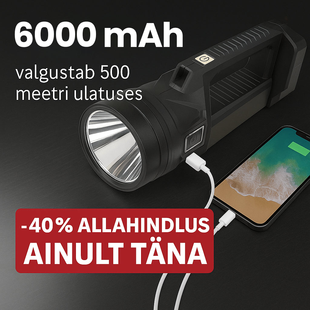 PowerBeam™ Super taskulamp | Ülivalgus • 6000 mAh • 500 m ulatus