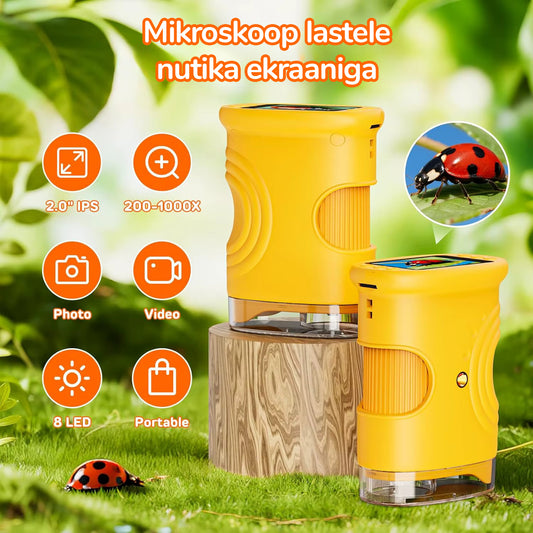 Tark seiklusmikroskoop ekraaniga lastele