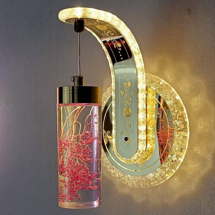 Uus LED seinavalgusti ehtsate lillede ja kristalliga