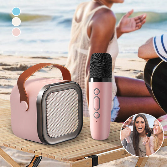 Mini karaoke seade juhtmevabade mikrofonidega