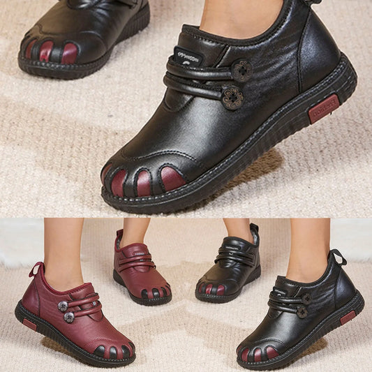 Otropedal paksud, soojad, lamedad kingad ehtsast nahast