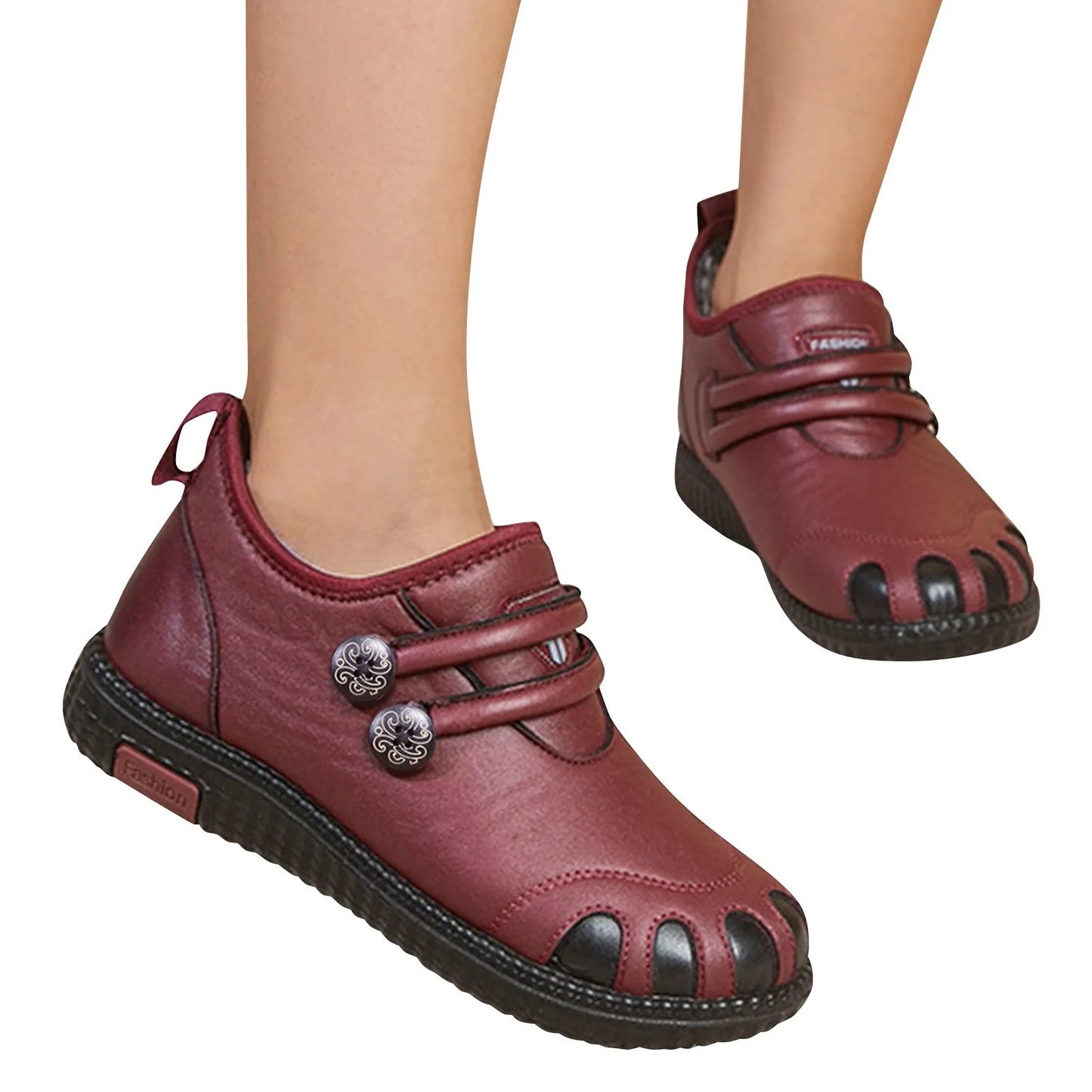 Otropedal paksud, soojad, lamedad kingad ehtsast nahast