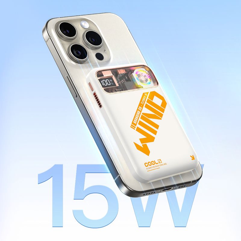 PD20W 10000mAh kaasaskantav 15W traadita magnetiline energiapank aktiivse jahutusega ja LED-ekraaniga