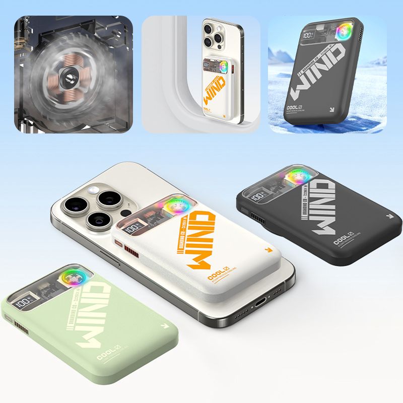 PD20W 10000mAh kaasaskantav 15W traadita magnetiline energiapank aktiivse jahutusega ja LED-ekraaniga