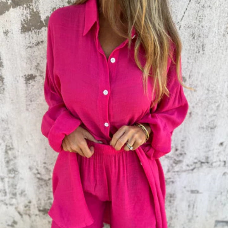 💖2025 Kaheosaline puuvillast ja linast naiste igapäevane komplekt