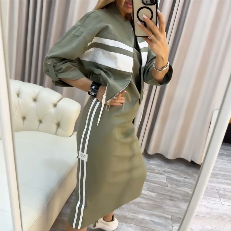 ✨ Naiste mantel kõrge krae ja kleidiga komplektina